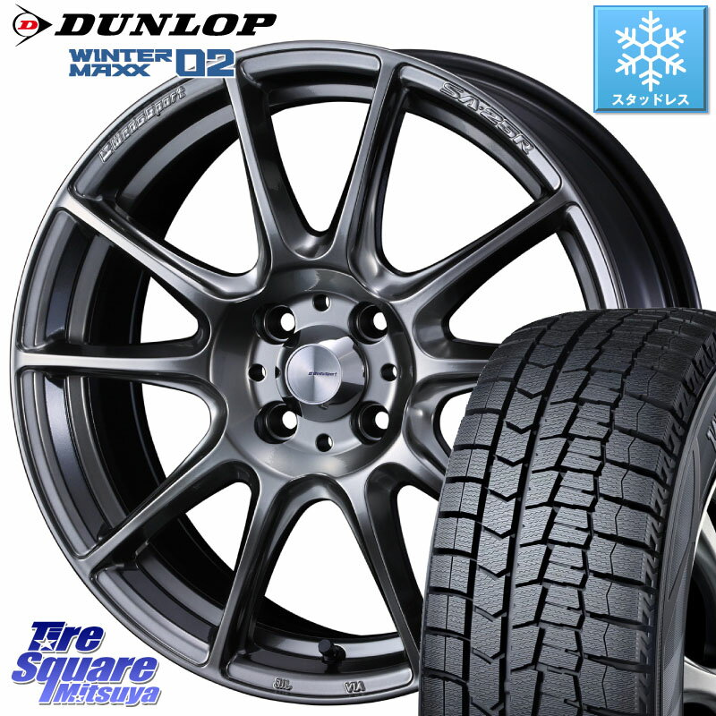 DUNLOP ウィンターマックス02 WM02 ダンロップ スタッドレス ミツヤ 185/55R15 WEDS SA-25R PSB ウェッズ スポーツ ホイール 15インチ 15 X 6.0J +38 4穴 100 700系パッソ
