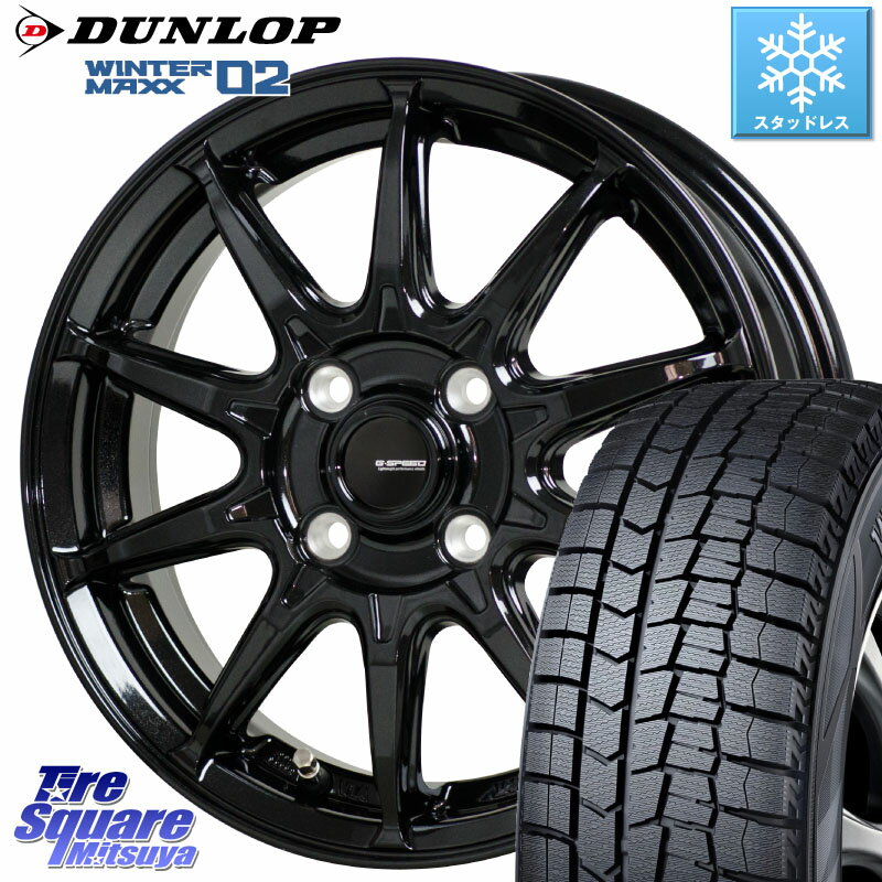 DUNLOP ウィンターマックス02 WM02 ダンロップ スタッドレス 185/55R15 HotStuff G-SPEED G-05 G05 4H ホイール 4本 15インチ 15 X 6.0J +45 4穴 100 ノート