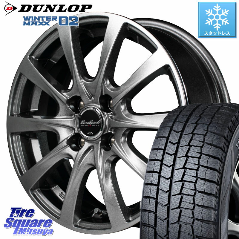 DUNLOP ウィンターマックス02 WM02 ダンロップ スタッドレス 185/55R15 MANARAY MID EuroSpeed F10 ホイール 4本 15インチ 15 X 5.5J +43 4穴 100 フィット ノート サクシード