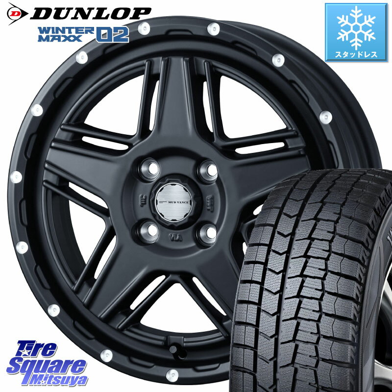 DUNLOP ウィンターマックス02 WM02 特価 ダンロップ スタッドレス 155/65R14 WEDS 40529 マッドヴァンス MUD VANCE 07 BK 14インチ 14 X 4.5J +45 4穴 100