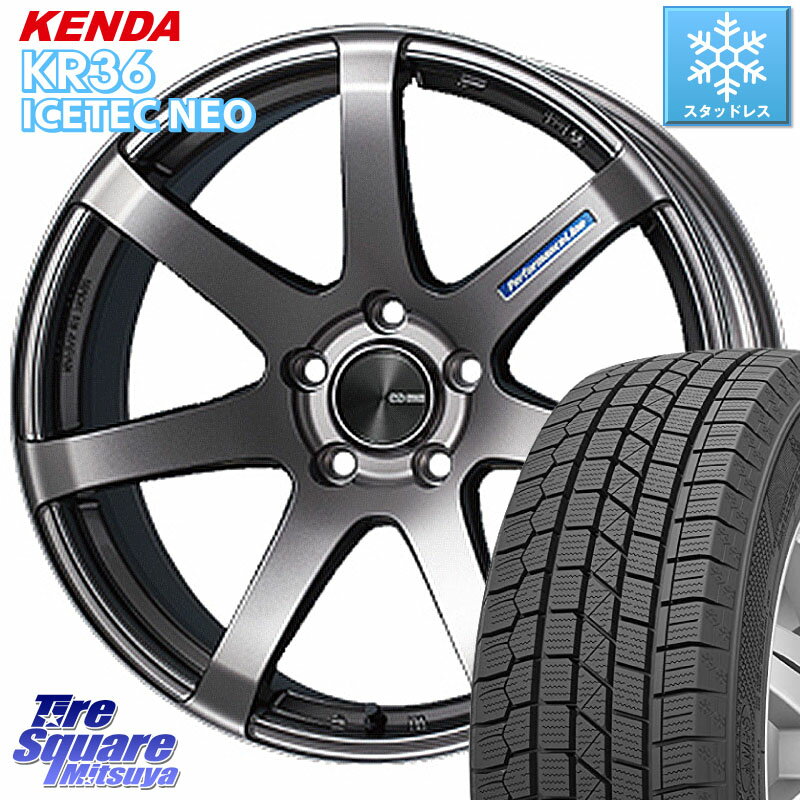 KENDA ケンダ KR36 ICETEC NEO アイステックネオ 2023年製 スタッドレスタイヤ 225/45R18 KYOHO ENKEI エンケイ PerformanceLine PF07 DS ホイール 18 X 7.0J +48 5穴 114.3 ステップワゴン WRX S4 RX-8 レヴォーグ