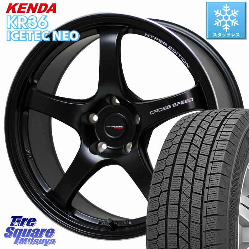 KENDA ケンダ KR36 ICETEC NEO アイステックネオ 2023年製 スタッドレスタイヤ 225/45R18 HotStuff クロススピード CR5 CR-5 軽量 BK ホイール 18インチ 18 X 7.5J +48 5穴 100