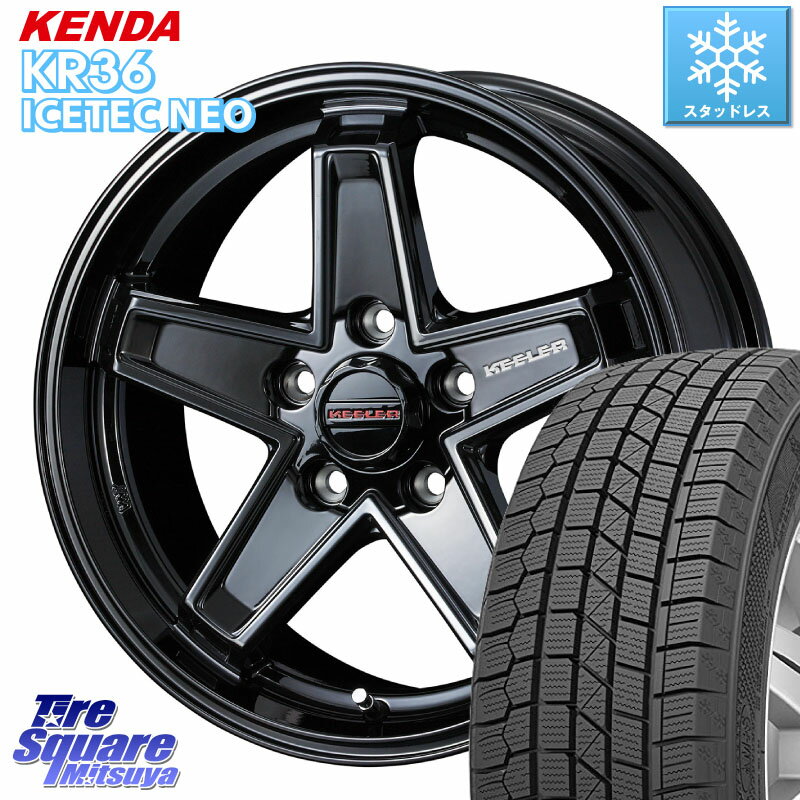 KENDA ケンダ KR36 ICETEC NEO アイステックネオ 2023年製 スタッドレスタイヤ 215/70R16 WEDS KEELER TACTICS ブラック ホイール 4本 16インチ 16 X 7.0J +38 5穴 114.3 デリカ D5 D:5