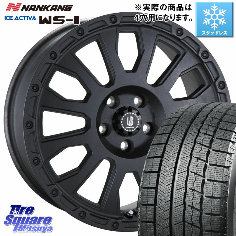 NANKANG TIRE ナンカン ICE ACTIVA WS-1 アイスアクティバ 2023年製 スタッドレスタイヤ 195/55R16 阿部商会 LA STRADA AVENTURA アヴェンチュラ BK 16インチ 16 X 6.0J +40 4穴 100 アクア