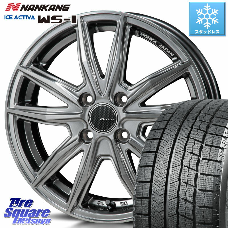 NANKANG TIRE WS-1 スタッドレス 80Q 2023年製 195/45R16 MONZA R-VERSION BROCER ホイール 16インチ 16 X 6.0J +45 4穴 100 ノート ルーミー