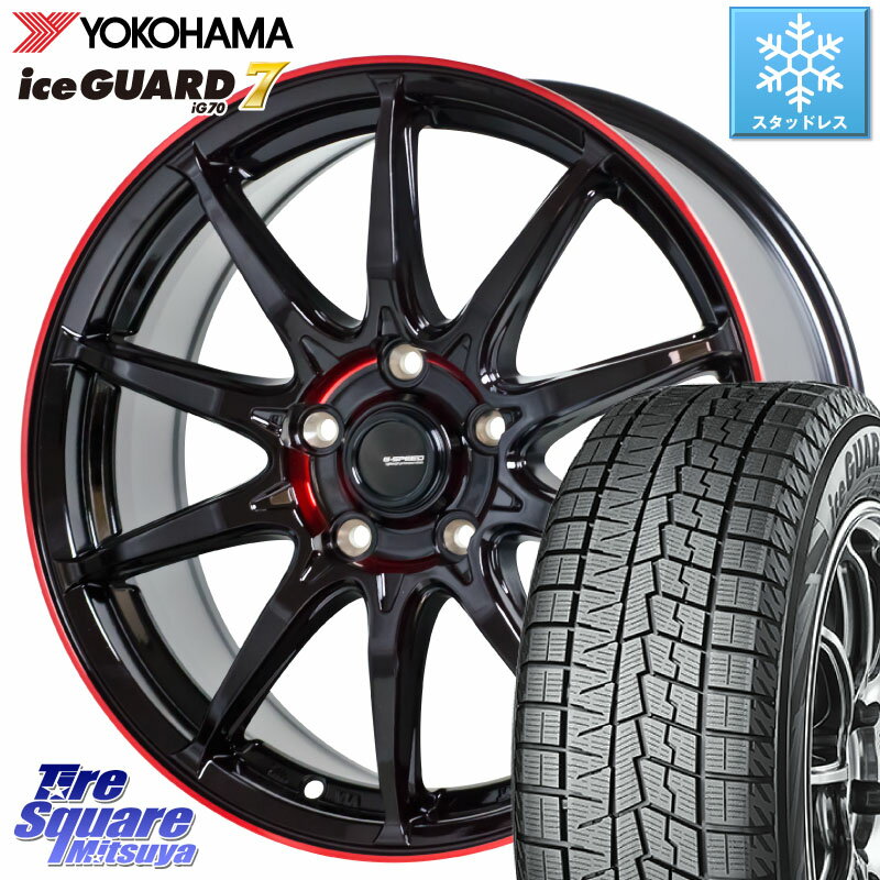 YOKOHAMA R8224 ice GUARD7 IG70 アイスガード スタッドレス 215/45R18 HotStuff 軽量設計 G.SPEED P-05R P05R RED ホイール 18インチ 18 X 7.0J +48 5穴 100 ライズ ハイブリッド車