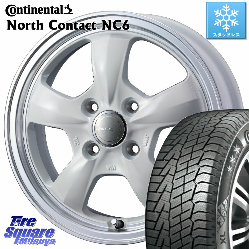 コンチネンタル NorthContact NC6 ノースコンタクト スタッドレス 165/55R15 WEDS 41119 GYRAFT 5S グラフト ホワイト ホイール 15インチ 15 X 4.5J +45 4穴 100