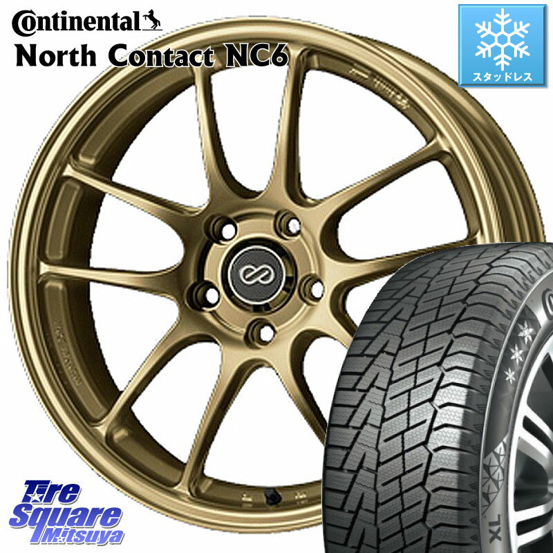 コンチネンタル NorthContact NC6 ノースコンタクト スタッドレス 225/45R18 ENKEI エンケイ PerformanceLine PF01 ゴールド ホイール 18 X 7.5J +45 5穴 100