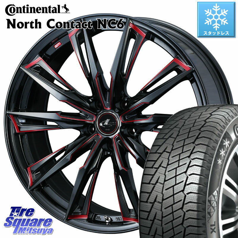 コンチネンタル NorthContact NC6 ノースコンタクト スタッドレス 225/45R18 WEDS LEONIS レオニス GX RED ウェッズ ホイール 18インチ 18 X 7.0J +47 5穴 114.3 ステップワゴン RX-8