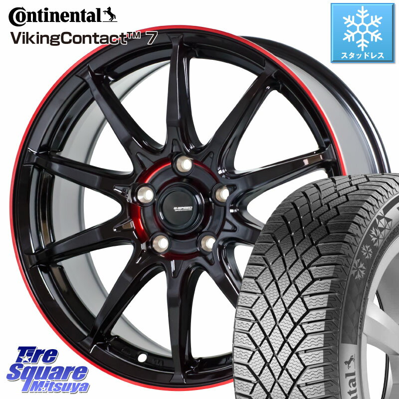 コンチネンタル VikingContact 7 バイキング スタッドレス 215/55R16 HotStuff 軽量設計 G.SPEED P-05R P05R RED ホイール 16インチ 16 X 6.5J +38 5穴 114.3 リーフ