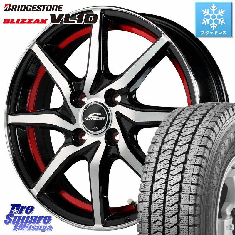 ブリヂストン BLIZZAK ブリザック VL10 2023年製 スタッドレス 145/80R12 80/78 145/80R12 80*78 MANARAY MID SCHNEIDER RX810 レッド ホイール 12インチ 12 X 4.0J +43 4穴 100