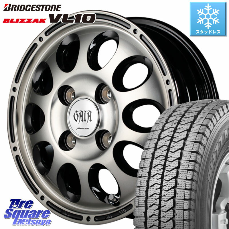 ブリヂストン BLIZZAK ブリザック VL10 2023年製 スタッドレス 145/80R12 80/78 145/80R12 80*78 MANARAY MID GAIA X ガイアクロス ホイール 12インチ 12 X 4.0J +42 4穴 100