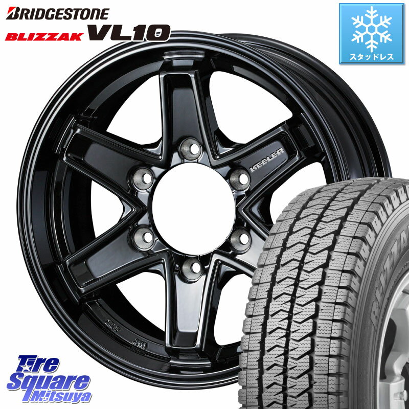 ブリヂストン BLIZZAK ブリザック VL10 2023年製 スタッドレス 195/80R15 107/105 195/80R15 107*105 WEDS KEELER TACTICS ブラック ホイール 4本 15インチ 15 X 6.0J +33 6穴 139.7 ハイエース 200系