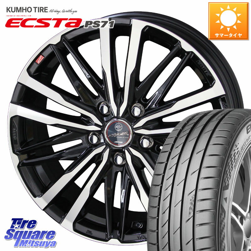 KYOHO 【欠品次回12月上旬】SMACK CREST ホイール 4本 18インチ 18 X 7.0J +48 5穴 114.3 KUMHO ECSTA PS71 エクスタ サマータイヤ 215/45R18 90系ノア ヴォクシー P15キックス C27セレナ リーフ MAZDA3