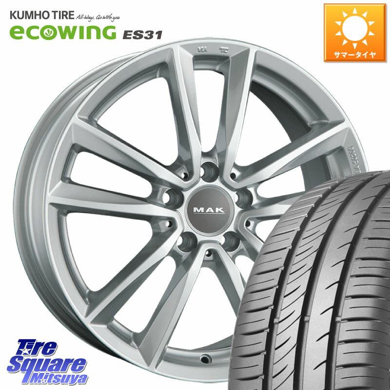 阿部商会 MAK BREMEN ホイール 16インチ 16 X 7.0J(MB C204) +43 5穴 112 KUMHO ecoWING ES31 エコウィング サマータイヤ 195/60R16 メルセデスベンツ Cクラスクーペ（C204）