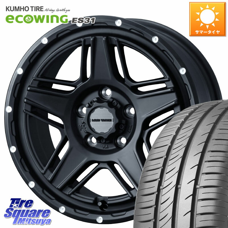 WEDS 40535 マッドヴァンス MUD VANCE 07 BK 16インチ 16 X 7.0J +38 5穴 114.3 KUMHO ecoWING ES31 エコウィング サマータイヤ 205/60R16 90系ノア ヴォクシー プリウスアルファ RP6〜8ステップワゴン