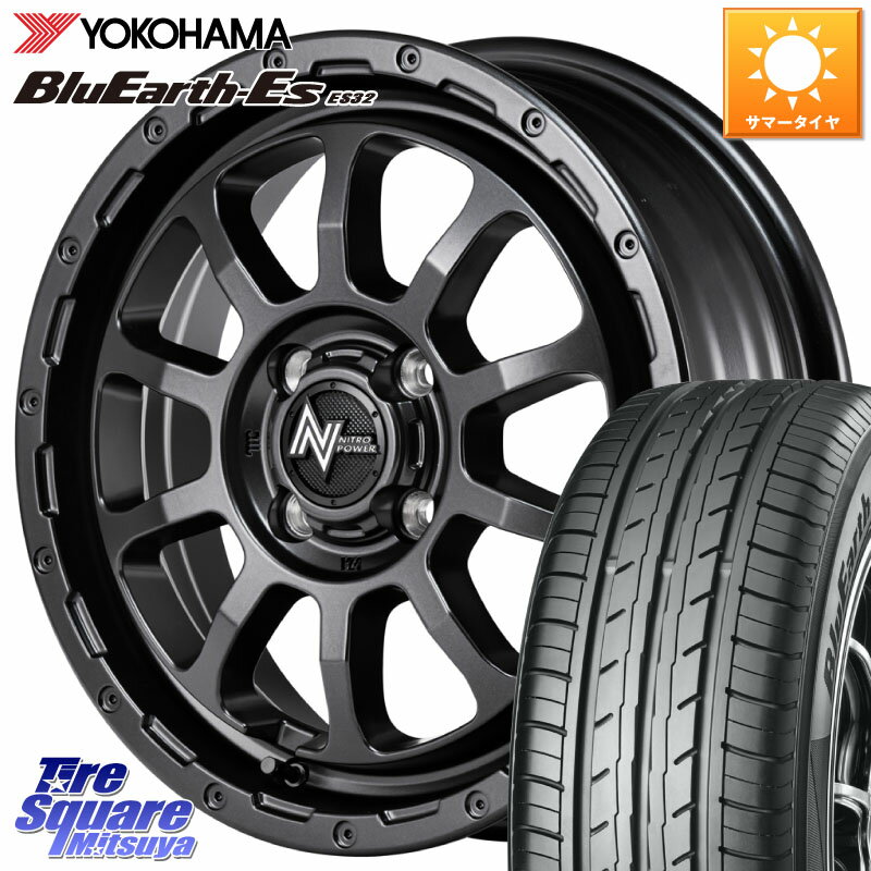 MANARAY NITRO POWER M10 PERSHING KC パーシング BARREL BLACK EDITION ホイール 14インチ 14 X 4.5J +45 4穴 100 YOKOHAMA R6256 BluEarth-Es ES32 ヨコハマ 155/55R14
