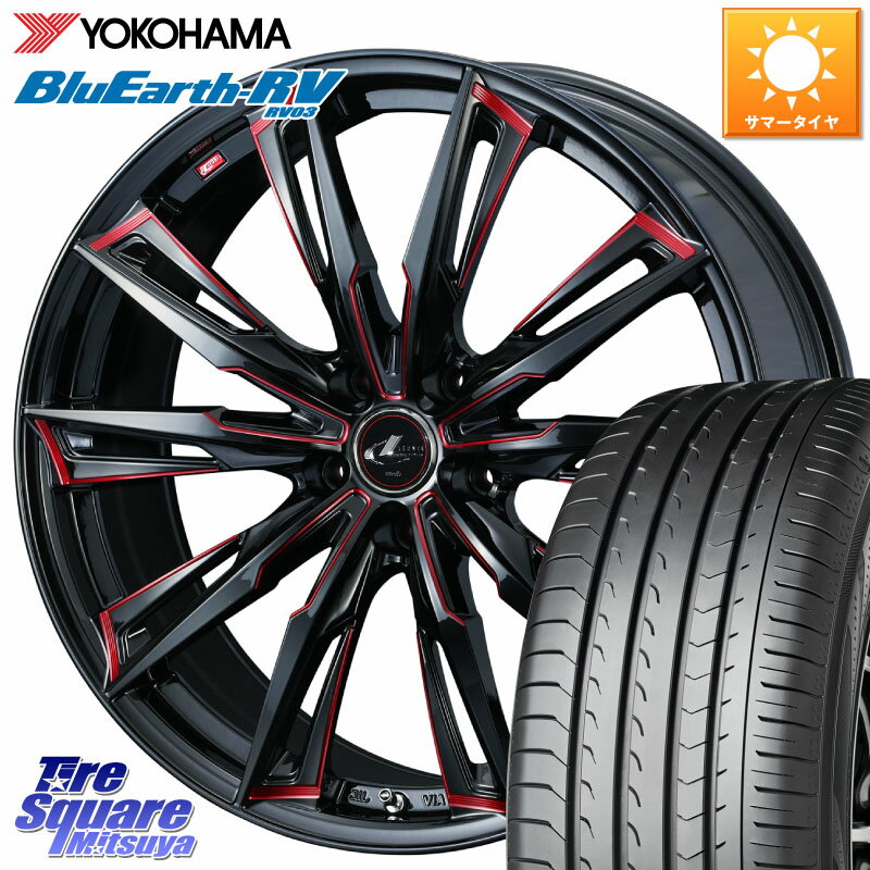 WEDS LEONIS レオニス GX RED ウェッズ ホイール 18インチ 18 X 8.0J +42 5穴 114.3 YOKOHAMA ブルーアース ミニバン RV03 ヨコハマ 225/55R18 デリカD:5 SL系フォレスター