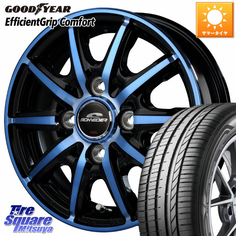 MANARAY MID SCHNEIDER RX10-K BLUE 14インチ 14 X 4.5J +45 4穴 100 グッドイヤー EffcientGrip Comfort サマータイヤ 155/65R14 N-BOX デリカミニ2WD タント スペーシア サクラ ハイゼット アゲトラCustom車用※軽自動車専用ホイール※