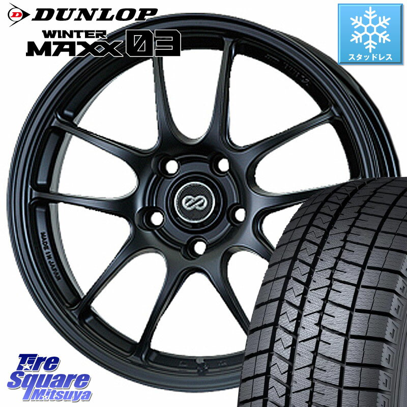 DUNLOP ウィンターマックス03 WM03 ダンロップ スタッドレス ミツヤ SUV 195/60R17 ENKEI エンケイ PerformanceLine PF01 BK ホイール 17 X 7.0J +48 5穴 114.3 60系プリウス