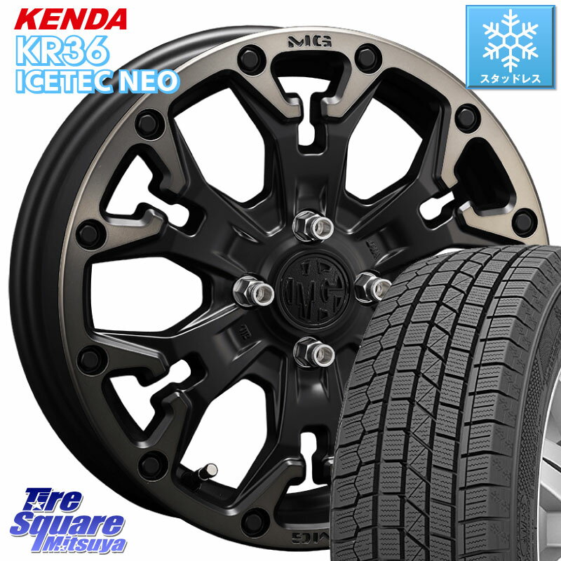 KENDA KR36 ICETEC NEO 2025年製 アイステックネオ ケンダ スタッドレス ミツヤ 165/55R14 CRIMSON MG GOLEM Jr ホイール 14インチ 14 X 4.5J +43 4穴 100 ハイゼット アゲトラCustom車用※軽自動車専用ホイール※
