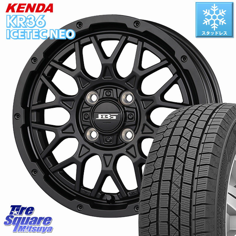 KENDA KR36 ICETEC NEO 2025年製 アイステックネオ ケンダ スタッドレス ミツヤ 165/55R14 KOSEI BOTTOMGARCIA SHADOWBAHT ホイール 14インチ 14 X 4.5J +45 4穴 100 ハイゼット アゲトラCustom車用※軽自動車専用ホイール※