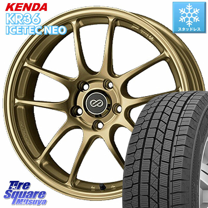 KENDA KR36 ICETEC NEO 2025年製 アイステックネオ ケンダ スタッドレス ミツヤ 225/45R18 ENKEI エンケイ PerformanceLine PF01 ゴールド ホイール 18 X 7.0J +48 5穴 114.3 P15キックス RP6〜8ステップワゴン CX-3 レヴォーグ RC系オデッセイ前期