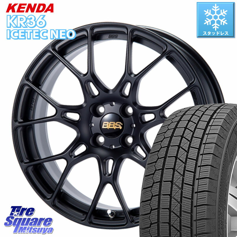 KENDA KR36 ICETEC NEO 2025年製 アイステックネオ ケンダ スタッドレス ミツヤ 215/45R17 ASSO BBS INTERSPEED IS701 マットブラック 17 X 7.0J(ALFAROMEO MITO 955) +35 4穴 98 アルファロメオ MITO ミト