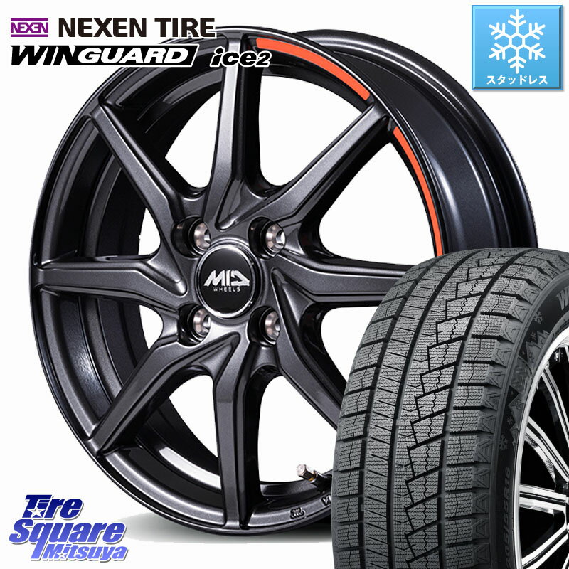 NEXEN WINGUARD ice2 2025年製 スタッドレス ミツヤ ネクセン ウィンガードアイス2 165/55R14 MANARAY MID RX810 ACTIVE BLACK ホイール 14インチ 14 X 4.5J +45 4穴 100 ハイゼット アゲトラCustom車用※軽自動車専用ホイール※
