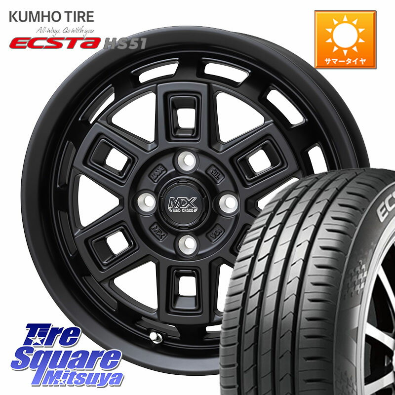 HotStuff MAD CROSS AEVER アイヴァー ホイール 15インチ 15 X 4.5J +45 4穴 100 KUMHO ECSTA HS51 エクスタ サマータイヤ 165/50R15