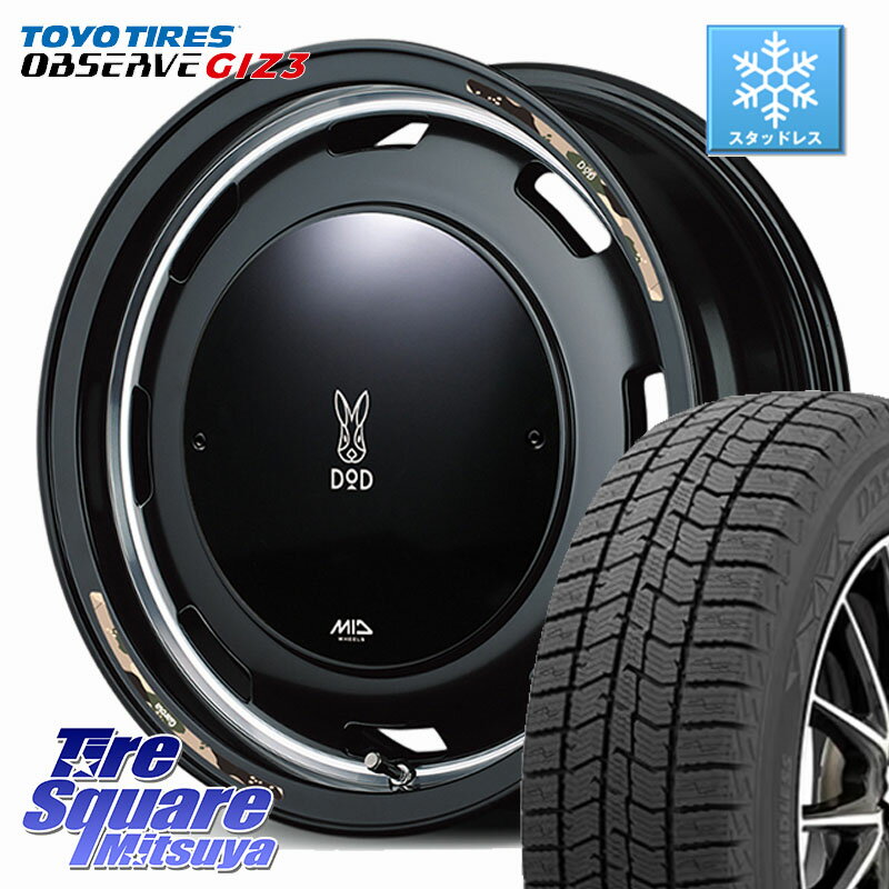 TOYO OBSERVE GIZ3 2024年製〜 オブザーブ ギズ3 スタッドレス ミツヤ 165/55R14 MANARAY 【欠品次回12月下-1上旬予定】MID x DOD ウシャリントバリ ホイール 14インチ 14 X 4.5J +45 4穴 100 ハイゼット アゲトラCustom車用※軽自動車専用ホイール※