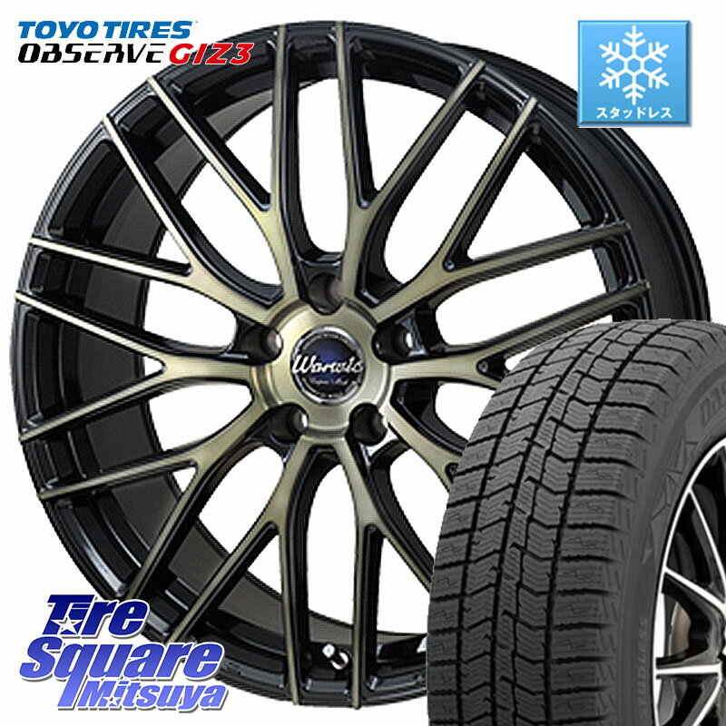 TOYO OBSERVE GIZ3 2024年〜2025年製 オブザーブ ギズ3 スタッドレス ミツヤ 215/50R17 MONZA Warwic Empress Mesh ホイール 17 X 7.0J +48 5穴 114.3 プリウスアルファ リーフ FL系シビック MAZDA3 レヴォーグ