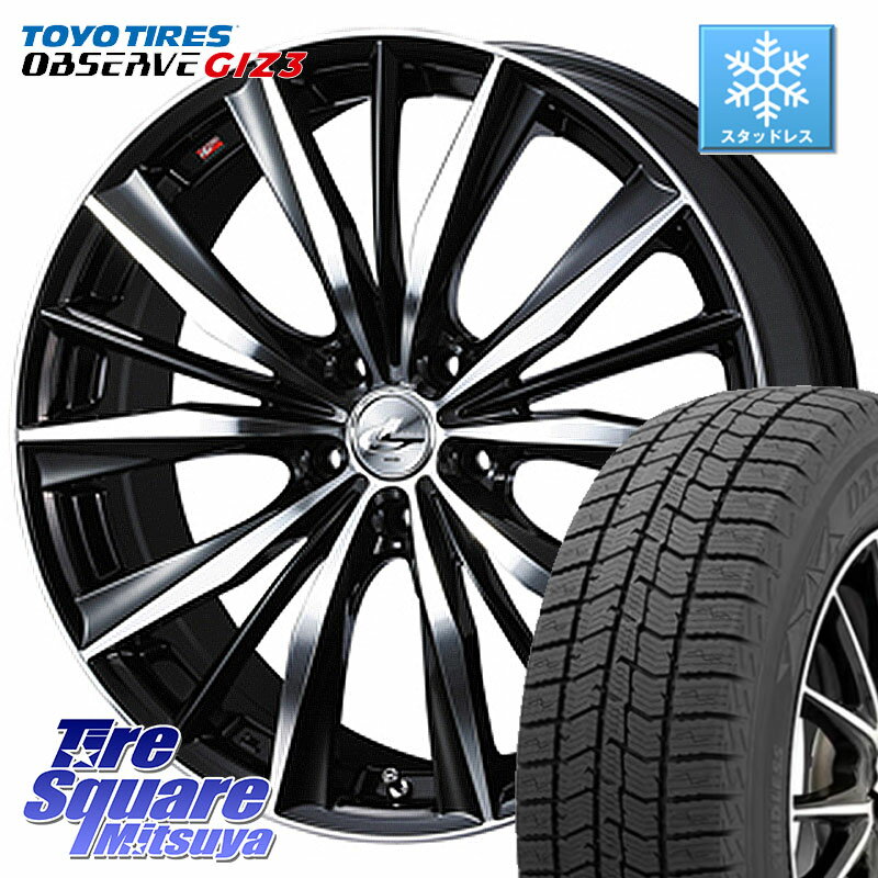 TOYO OBSERVE GIZ3 2024年〜2025年製 オブザーブ ギズ3 スタッドレス ミツヤ 225/45R18 WEDS 33280 レオニス VX ウェッズ Leonis BKMC ホイール 18インチ 18 X 8.0J +42 5穴 114.3 プリウスアルファ リーフ