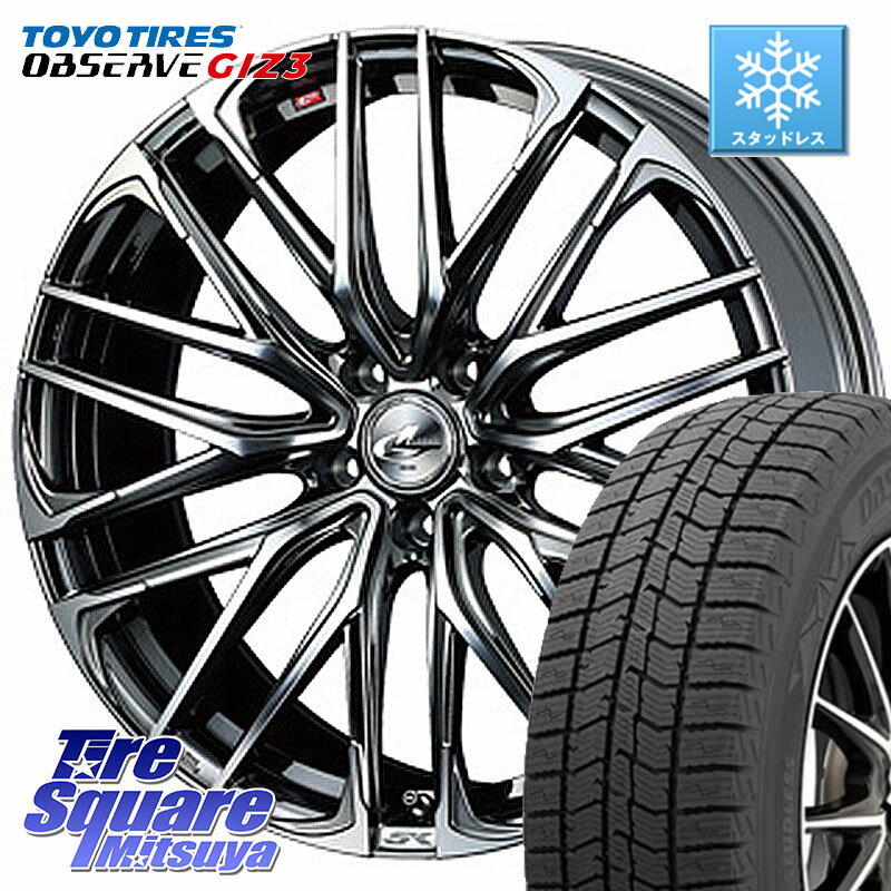 TOYO OBSERVE GIZ3 2024年〜2025年製 オブザーブ ギズ3 スタッドレス ミツヤ 225/45R18 WEDS 38336 レオニス SK ウェッズ Leonis ホイール 18インチ 18 X 8.0J +42 5穴 114.3 プリウスアルファ リーフ