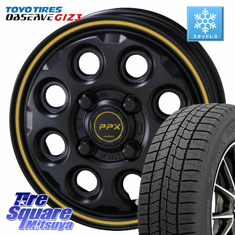 TOYO OBSERVE GIZ3 2024年製〜 オブザーブ ギズ3 スタッドレス ミツヤ 165/55R14 KYOHO PPX MIL:8 ホイール 4本 14インチ 14 X 4.5J +45 4穴 100 ハイゼット アゲトラCustom車用※軽自動車専用ホイール※