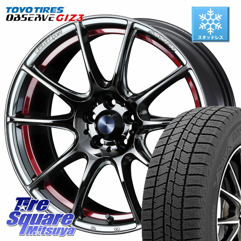 TOYO OBSERVE GIZ3 2024年製〜 オブザーブ ギズ3 スタッドレス ミツヤ 235/55R18 WEDS SA-25R RED ウェッズ スポーツ ホイール 18インチ 18 X 8.0J +45 5穴 114.3 T32エクストレイル CX-5 CX-8