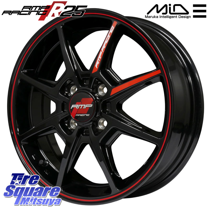 MANARAY MID RMP RACING R25 4H RED アルミホイール 16インチ 16 X 6.0J +43 4穴 100 KUMHO ECSTA HS52 エクスタ サマータイヤ 195/45R16 サクシード ルーミー