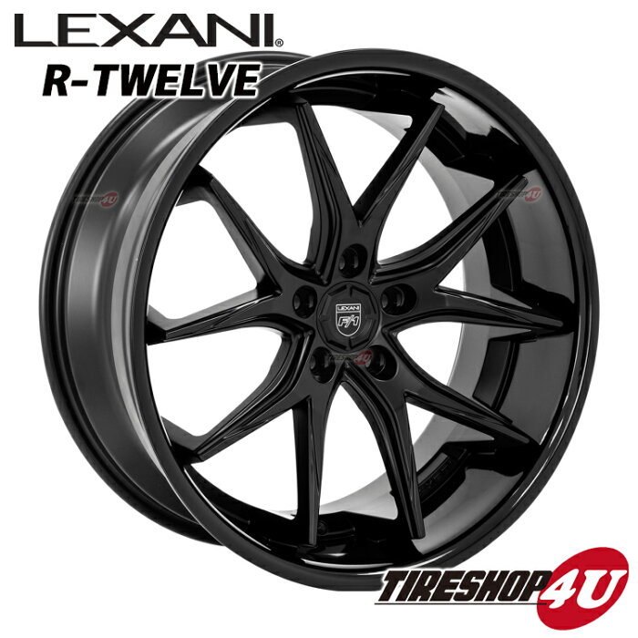 22インチLEXANI R-12(R-TWELVE) ムラーノ（Z51）、インフィニティ FX35 など 22×9.0J 5/114.3 ET40 GlossBlack CNC265/40R22 ※当社指定輸入タイヤ新品タイヤホイール4本セット価格