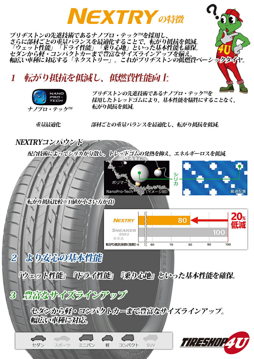 2022年製 送料無料 新品 BRIDGESTONE NEXTRY 155/65R14 75S 単品 サマータイヤ ブリヂストン ネクストリー ブリジストン BS エコピア エコ 低燃費 155/65-14 取付対象