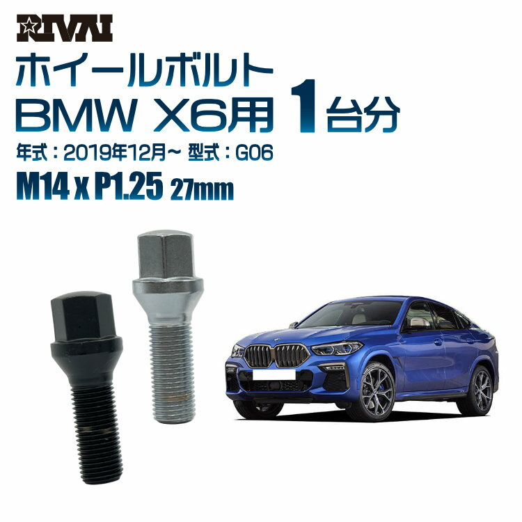 【最大P15倍】 【60度テーパー】RIVAI 17HEXボルト M14xP1.25 27mm ブラック メッキ 一台分 20本セットBMW X6 G06 2019年12月以降