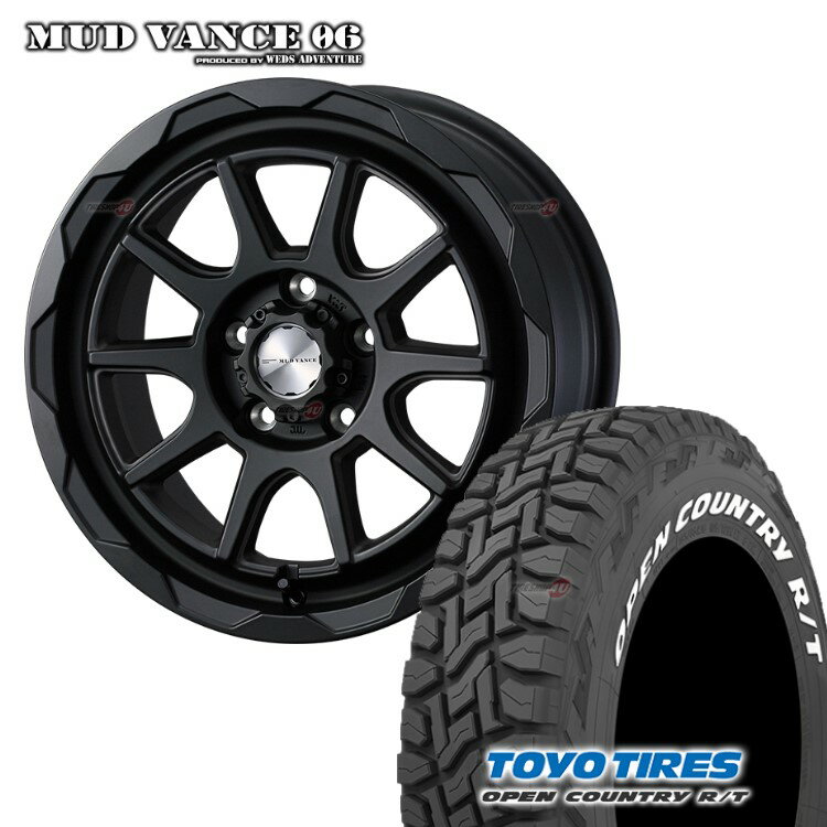 MUD VANCE 06 16X7.0J 5/114.3 +38 7J FULL MAT BLACK フルマットブラック TOYO OPEN COUNTRY R/T 235/70R16 ホワイトレター デリカD5 など 新品 タイヤホイールセット 4本価格 マッドヴァンス MUDVANCE06 トーヨー オープンカントリー RT 16インチ オフロード