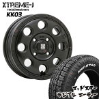 XTREME-J KK03 14x4.5J 4/100 +45 サテンブラック MUDSTAR RADIAL A/T 155/65R14 ホワイトレター 軽自動車 エブリィワゴン タント スペーシアギア など 新品 タイヤホイールセット4本価格 MLJ エクストリームJ マッドスター ラジアル AT オールテレーンタイヤ