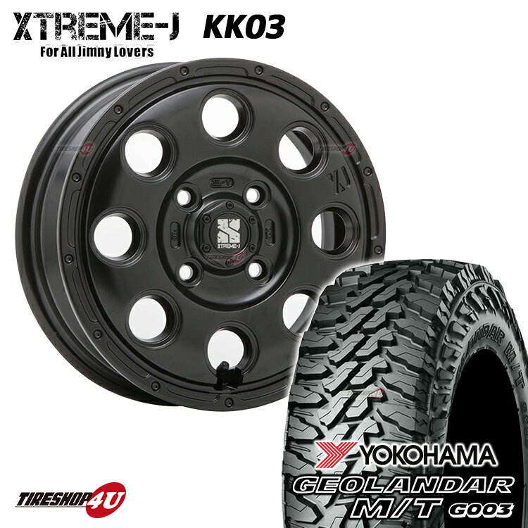 XTREME-J KK03 12x3.50B 4/100 +45 サテンブラック YOKOHAMA GEOLANDAR M/T G003 145/80R12 80/78N 軽トラック 軽バン エブリィ キャリィ クリッパー など 新品 タイヤホイールセット 4本価格 MLJ エクストリームJ ヨコハマ ジオランダー MT 取付対象 12インチ