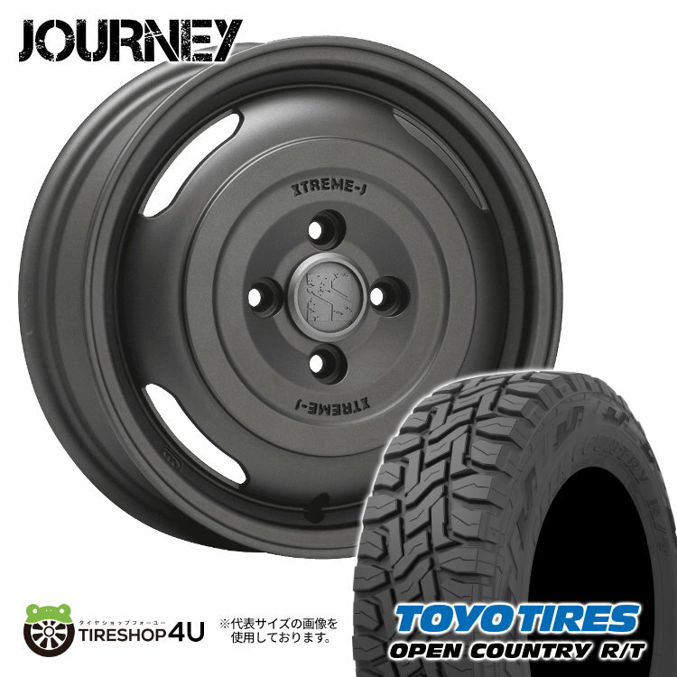 【取付対象】MLJ XTREME-J JOURNEY 14×4.5J 4/100 +43 ガンブラック TOYO OPEN COUNTRY R/T 155/65R14 75Q オフロードタイヤホイール 4本セット 14インチ エムエルジェイ エクストリームJ ジャーニー【軽自動車】 14x4.5 トーヨー オープンカントリー RT