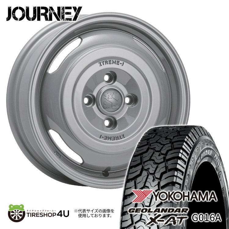 【取付対象】 MLJ JOURNEY 14×4.5J 4/100 +43 セメントグレー YOKOHAMA GEOLANDAR X-AT G016A 165/65R14 81/78Q LT サマータイヤホイール 4本セット 14インチ XTREME-J エクストリームJ ジャーニー ヨコハマ ジオランダー XAT 【 デリカミニ ハスラー など】