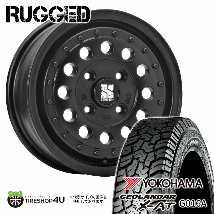 【取付対象】 MLJ RUGGED 14×5.0J 4/100 45 サテンブラック YOKOHAMA GEOLANDAR X-AT G016A 155/65R14 78/75Q LT サマータイヤホイール 4本セット 14インチ XTREME-J エクストリームJ ラギッド ヨコハマ ジオランダー 【 軽自動車 スペーシア など】