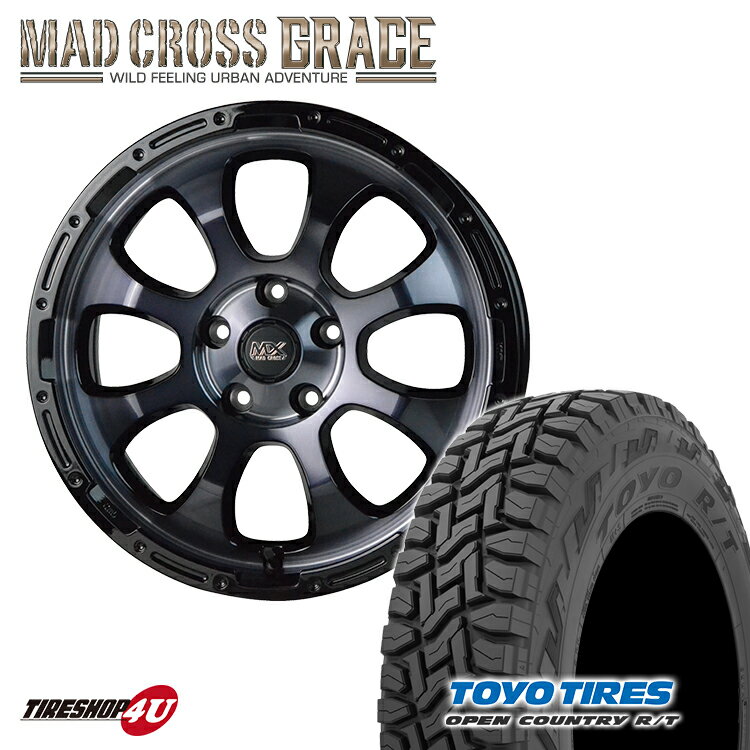 MAD CROSS　GRACE 17X7J 5/114.3 +38　ブラッククリア リムブラック TOYO　OPEN COUNTRY R/T 225/60R17　新品 17インチ タイヤホイール 4本セット アルファード アウトランダー デリカD5 など マッドクロス トーヨー オープンカントリー RT