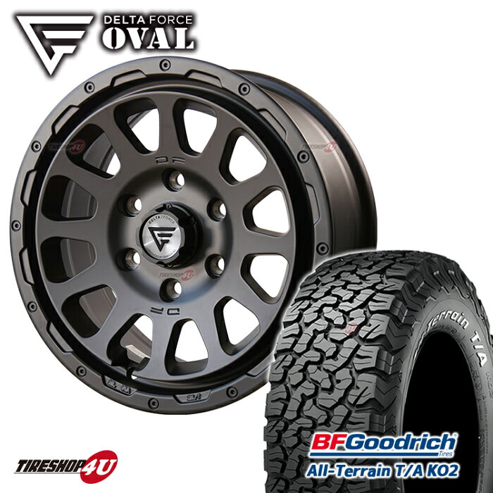 DELTA FORCE OVAL 16x7.0J 6/139.7 +38 7J マットブラック BFグッドリッチ オールテレーン KO2 215/70R16 LT 100/97R ホワイトレター デルタフォース オーバル BFGoodrich AT タイヤホイール4本セット ハイエース 200系 など 新品 16インチ 取付対象