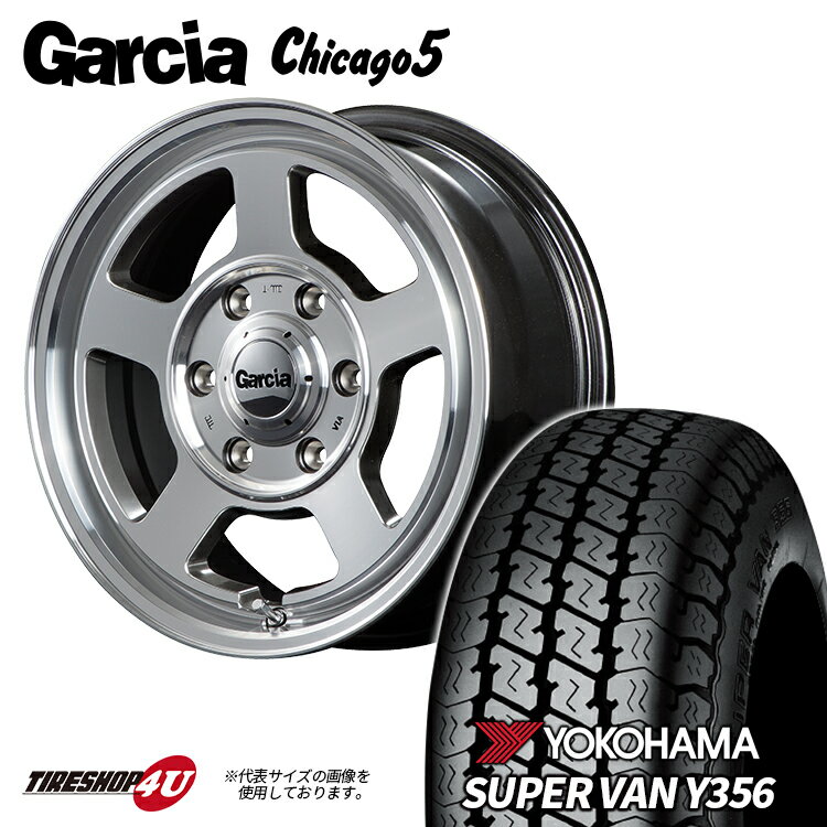 【最大P25倍】GARCIA CHICAGO5 12x4.00B 4/100 +42 メタリックグレーポリッシュ YOKOHAMA SUPER VAN Y356 145/80R12 80/78N 新品 12インチ タイヤホイール4本セット 軽バン 軽トラック ハイゼット エブリィ など ガルシア シカゴ ヨコハマ スーパーバン JWL-T