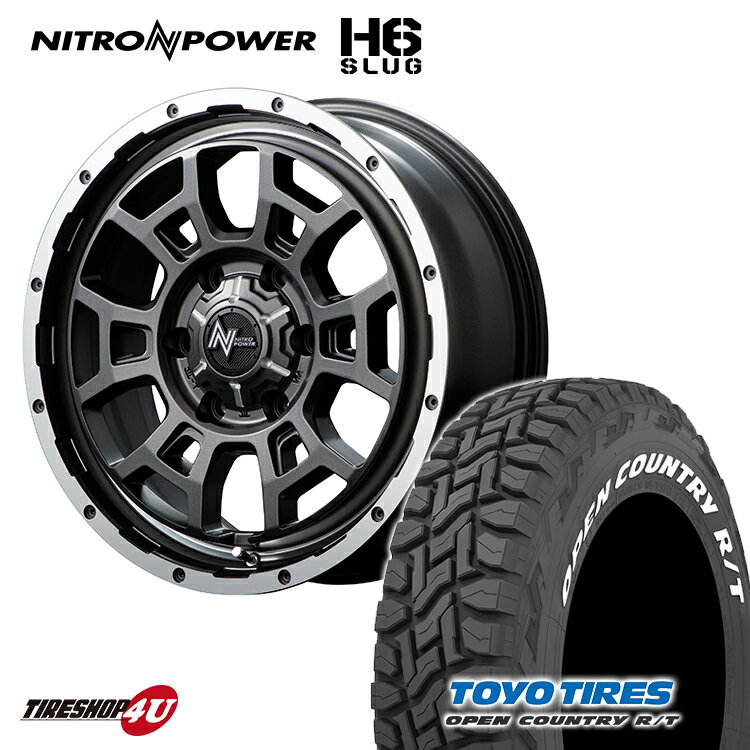 NITRO POWER H6 SLUG 16x6.5J 6/139.7 +38 セミグロスガンメタ TOYO OPEN COUNTRY R/T 215/65R16 109/107Q ホワイトレター 新品 タイヤホイールセット 4本価格 16インチ ハイエース 200系 バン用 ナイトロパワー H6 スラッグ トーヨー オープンカントリー RT